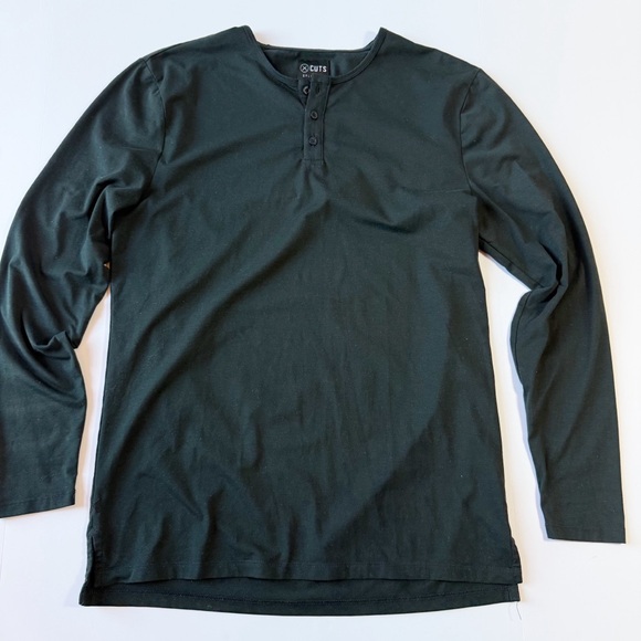 Cuts Clothing Other - Cuts Clothing AO Henley Split-Hem Long Sleeve Shirt Black Large